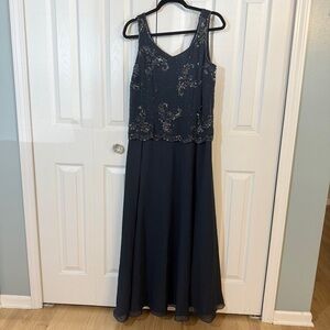 J Kara Navy Blue Embellished Maxi Dress. EUC SIZE 12 DW